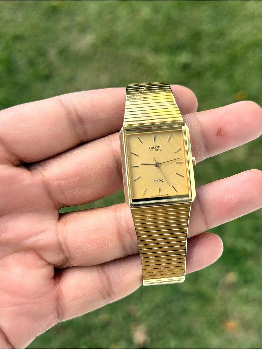 Seiko SX vintage Quartz Tank Watch Gold-Tone Bracelet Watch